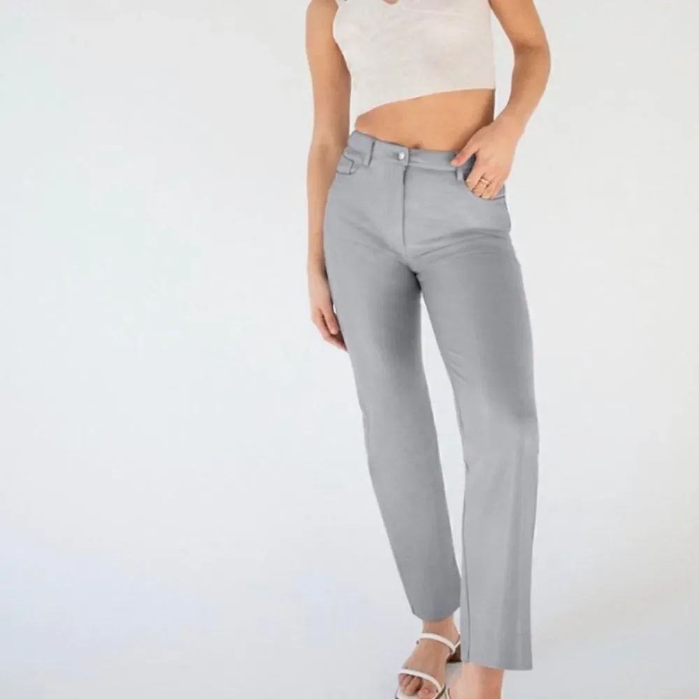 NWT Wilfred Melina Marble Grey Vegan Leather Pants, Size 16